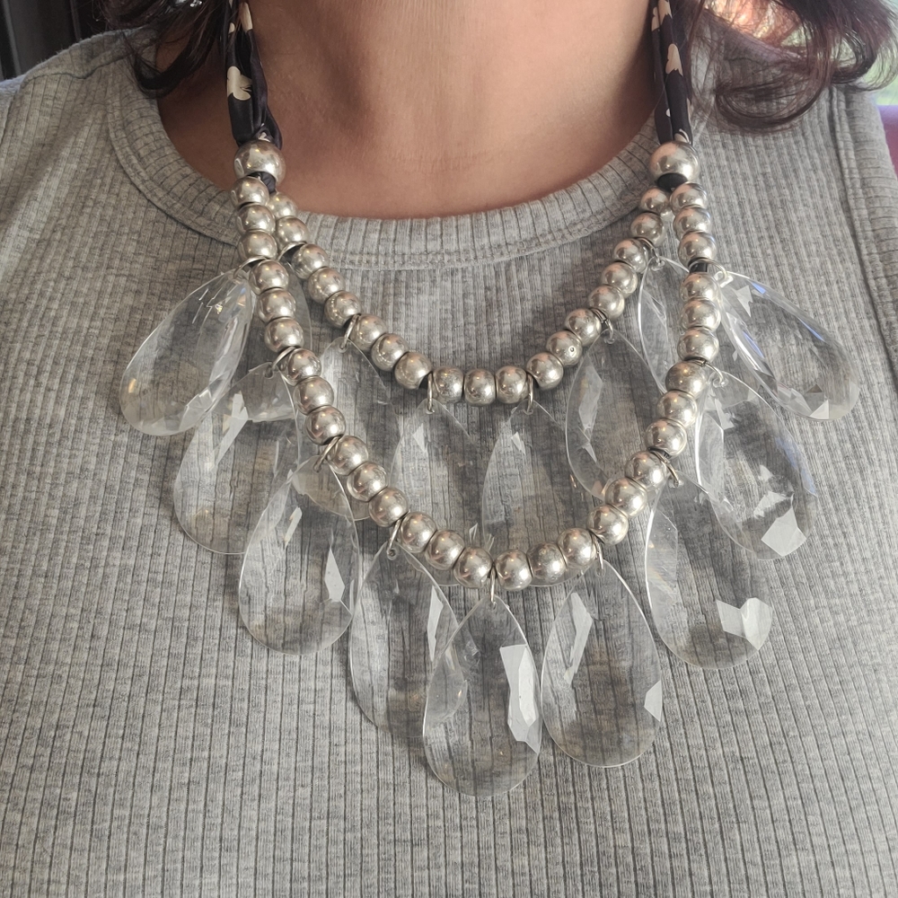 Chunky Clear Drop Statement Necklace